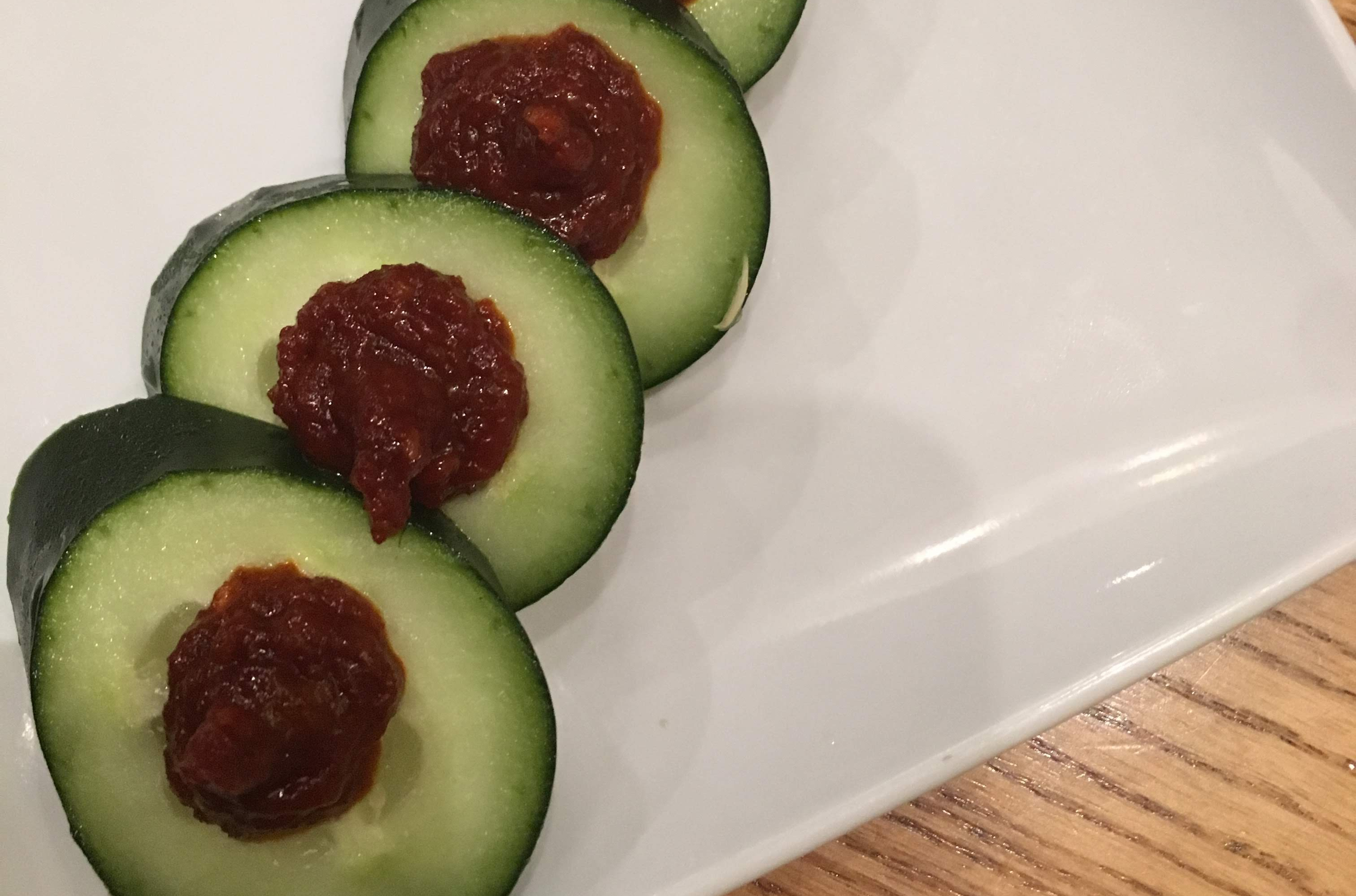 appetizer! cucumbers with chili paste